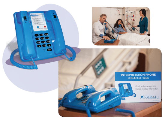 Dual-handset blue phones in a hospital